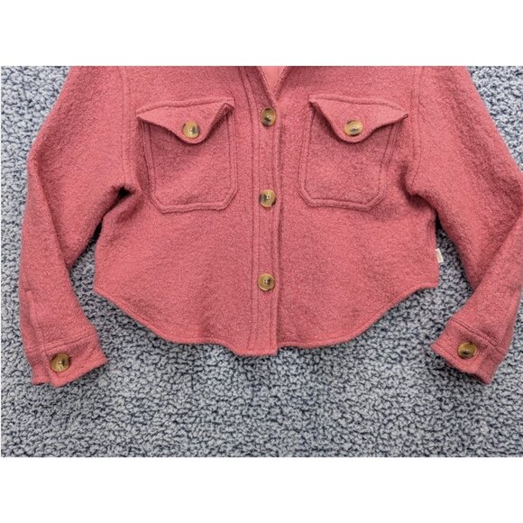 Levis Cropped Western Shacket Womens S Wool Blend Country Cowgirl Tweed Pink - Picture 4 of 10